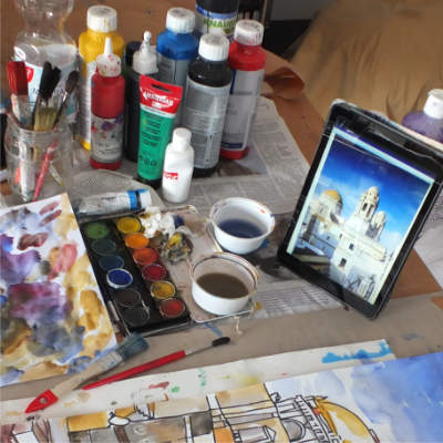 Andreas Korn: Artproduktion (Atelier) Atelierarbeiten mit Meta Quest 3 Support